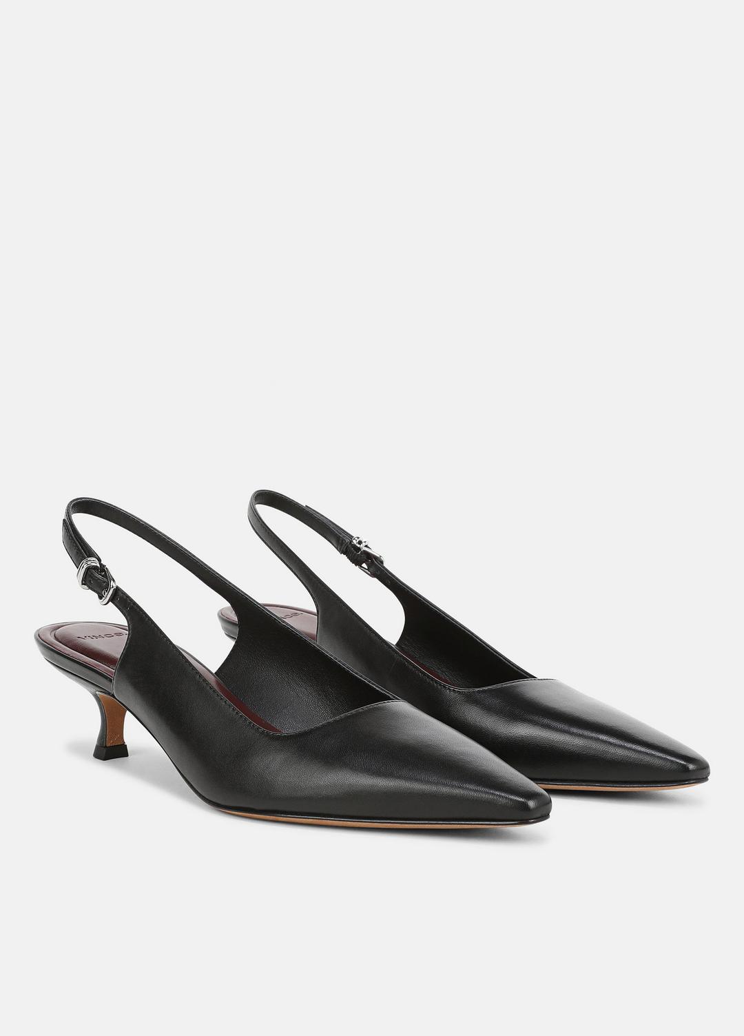 Sabra Leather Slingback Heel in Heels - BLACK | VINCE Women