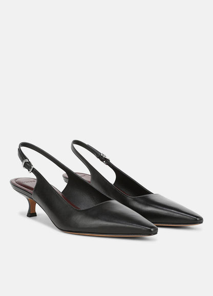 Sabra Leather Slingback Heel in Heels - BLACK | VINCE Women