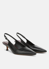 Sabra Leather Slingback Heel in Heels - BLACK | VINCE Women