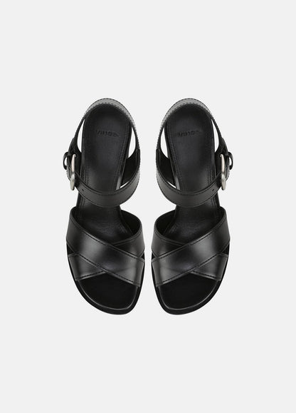 Salma Leather Heeled Sandal in Heels - BLACK | VINCE Women