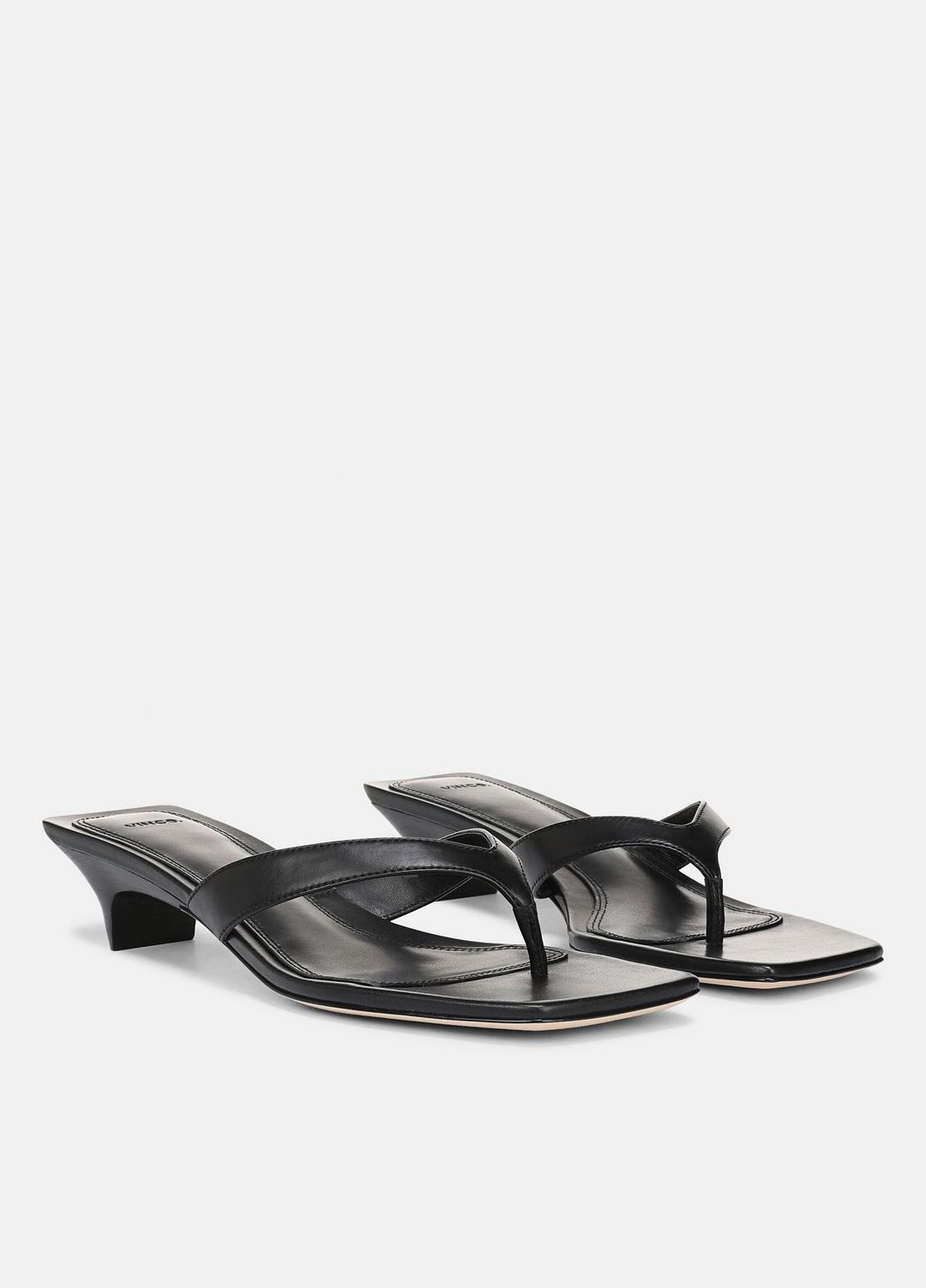 San Juan Leather Heeled Thong Sandal in Heels - BLACK | VINCE Women