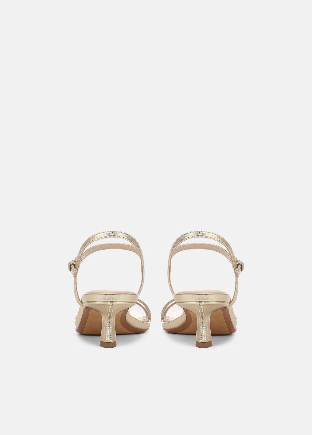 Tilda Metallic Leather Heeled Sandal in Heels - CHAMPAGNE | VINCE Women