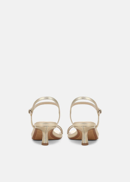 Tilda Metallic Leather Heeled Sandal in Heels - CHAMPAGNE | VINCE Women