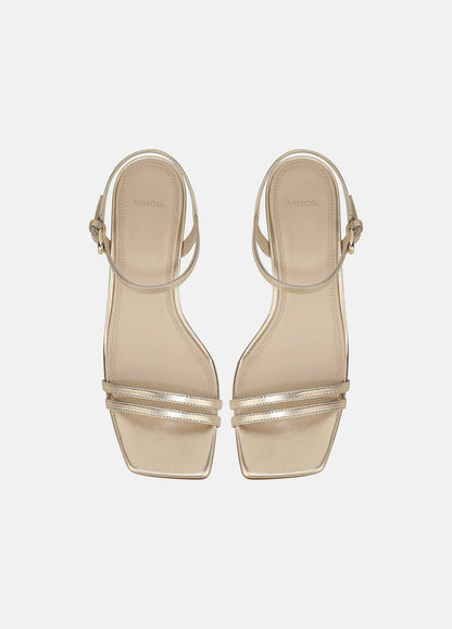 Tilda Metallic Leather Heeled Sandal in Heels - CHAMPAGNE | VINCE Women