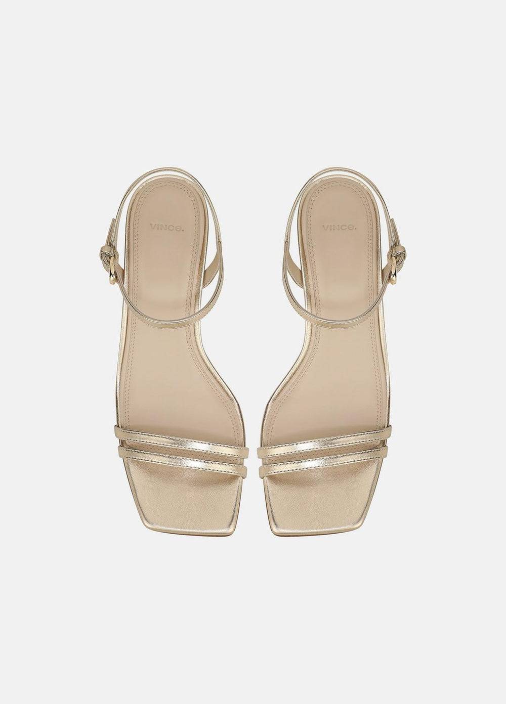 Tilda Metallic Leather Heeled Sandal in Heels - CHAMPAGNE | VINCE Women