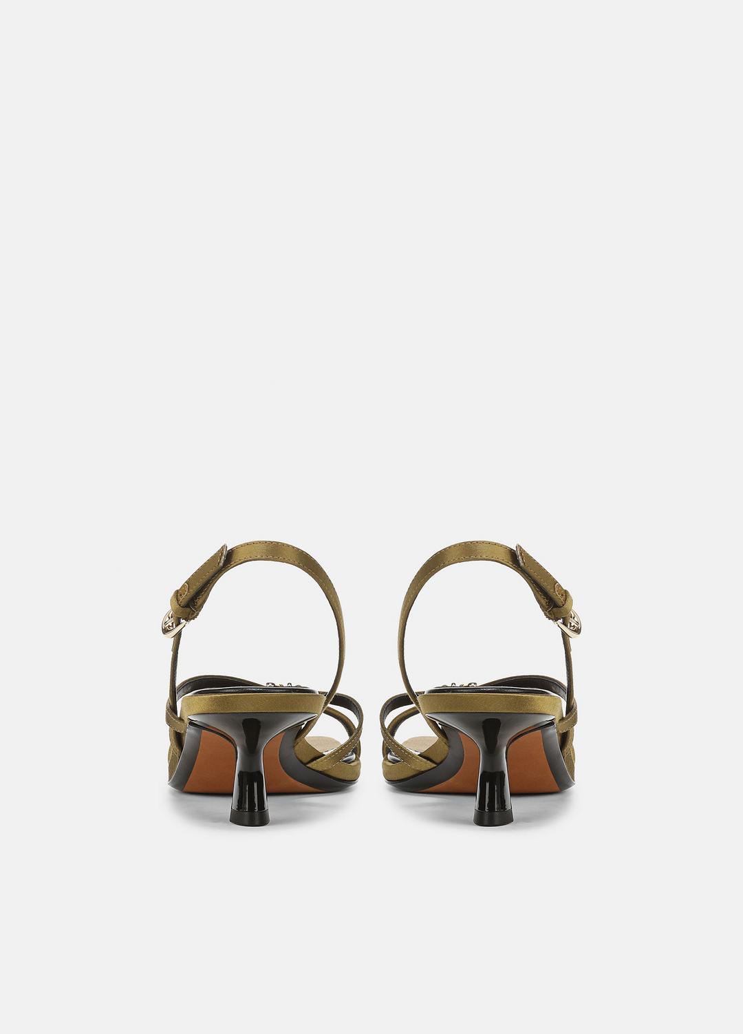 Tali Satin Slingback Sandal in Heels - OLIVE WOOD | VINCE Women