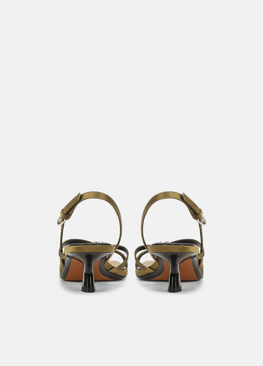 Tali Satin Slingback Sandal in Heels - OLIVE WOOD | VINCE Women