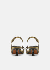 Tali Satin Slingback Sandal in Heels - OLIVE WOOD | VINCE Women