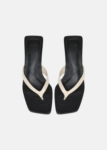 San Juan Leather Heeled Thong Sandal in Heels - MOONLIGHT | VINCE Women