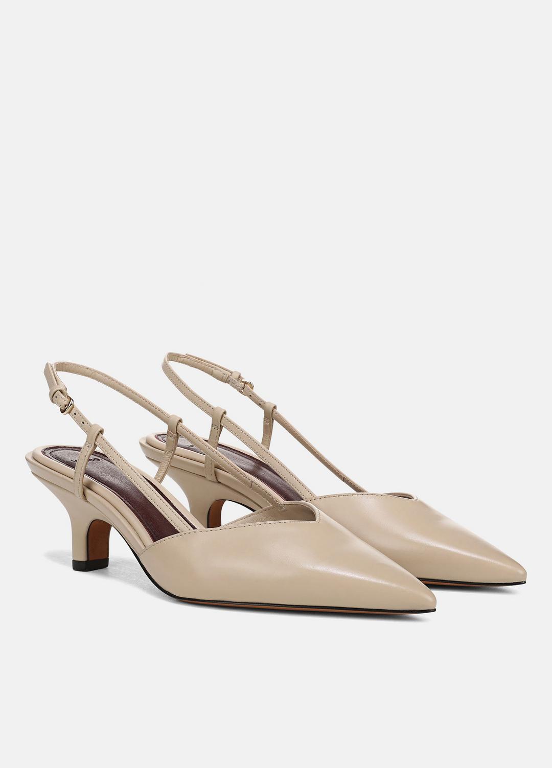 Levvy Leather Slingback Heel in Heels - BIRCH SAND | VINCE Women