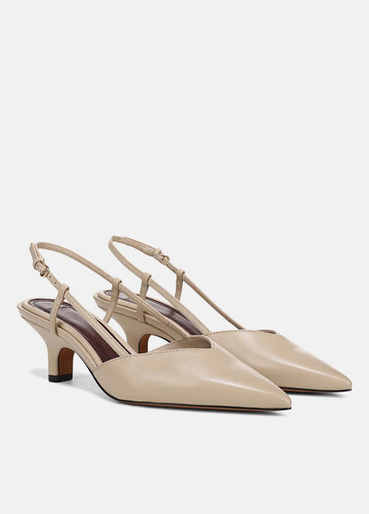 Levvy Leather Slingback Heel in Heels - BIRCH SAND | VINCE Women