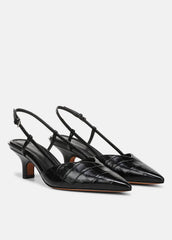 Levvy Croc-Embossed Leather Slingback Heel in Heels - BLACK | VINCE Women