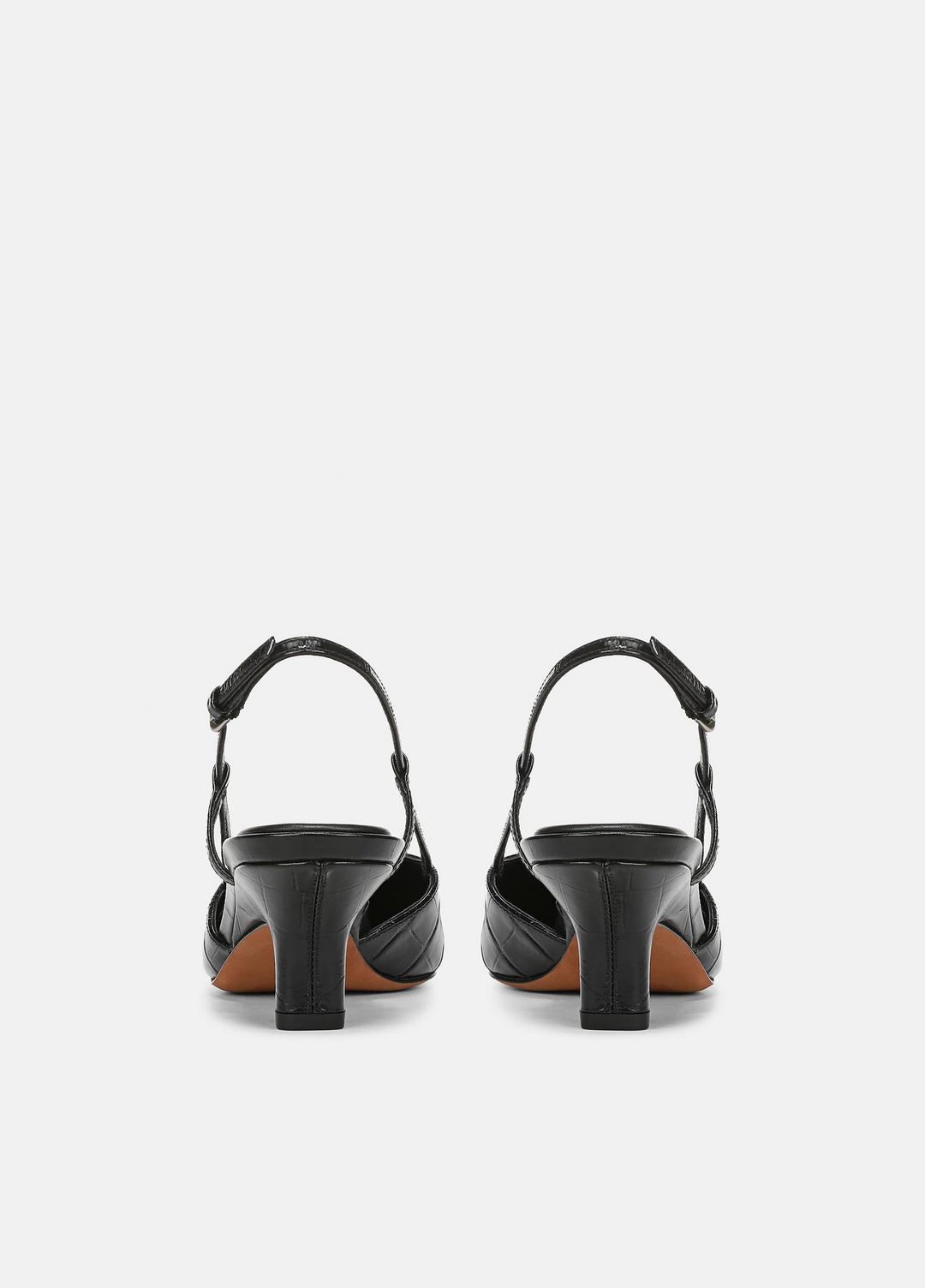 Levvy Croc-Embossed Leather Slingback Heel in Heels - BLACK | VINCE Women