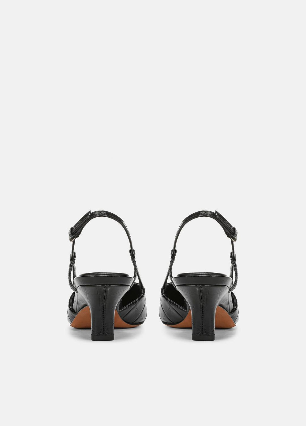 Levvy Croc-Embossed Leather Slingback Heel in Heels - BLACK | VINCE Women
