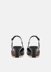Levvy Croc-Embossed Leather Slingback Heel in Heels - BLACK | VINCE Women