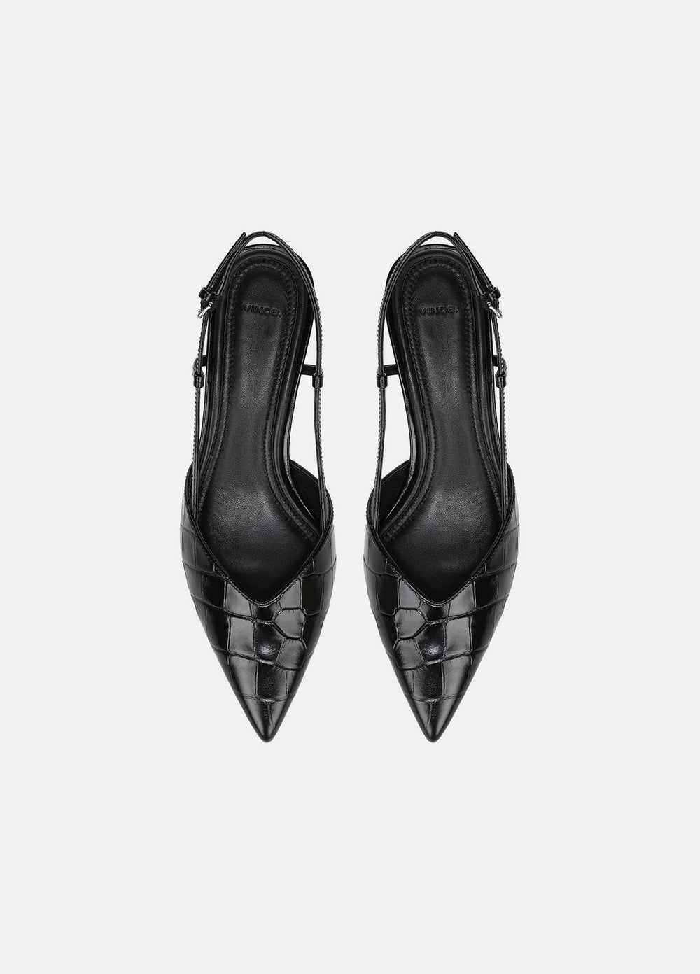 Levvy Croc-Embossed Leather Slingback Heel in Heels - BLACK | VINCE Women