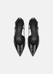 Levvy Croc-Embossed Leather Slingback Heel in Heels - BLACK | VINCE Women