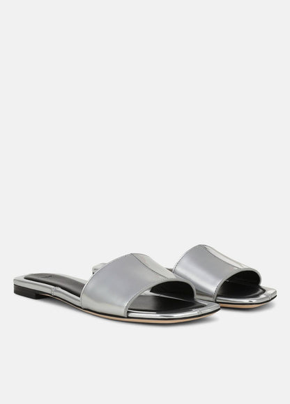 Valeria Metallic Leather Slide Sandal in Sandals - SILVER | VINCE Women