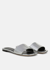 Valeria Metallic Leather Slide Sandal in Sandals - SILVER | VINCE Women