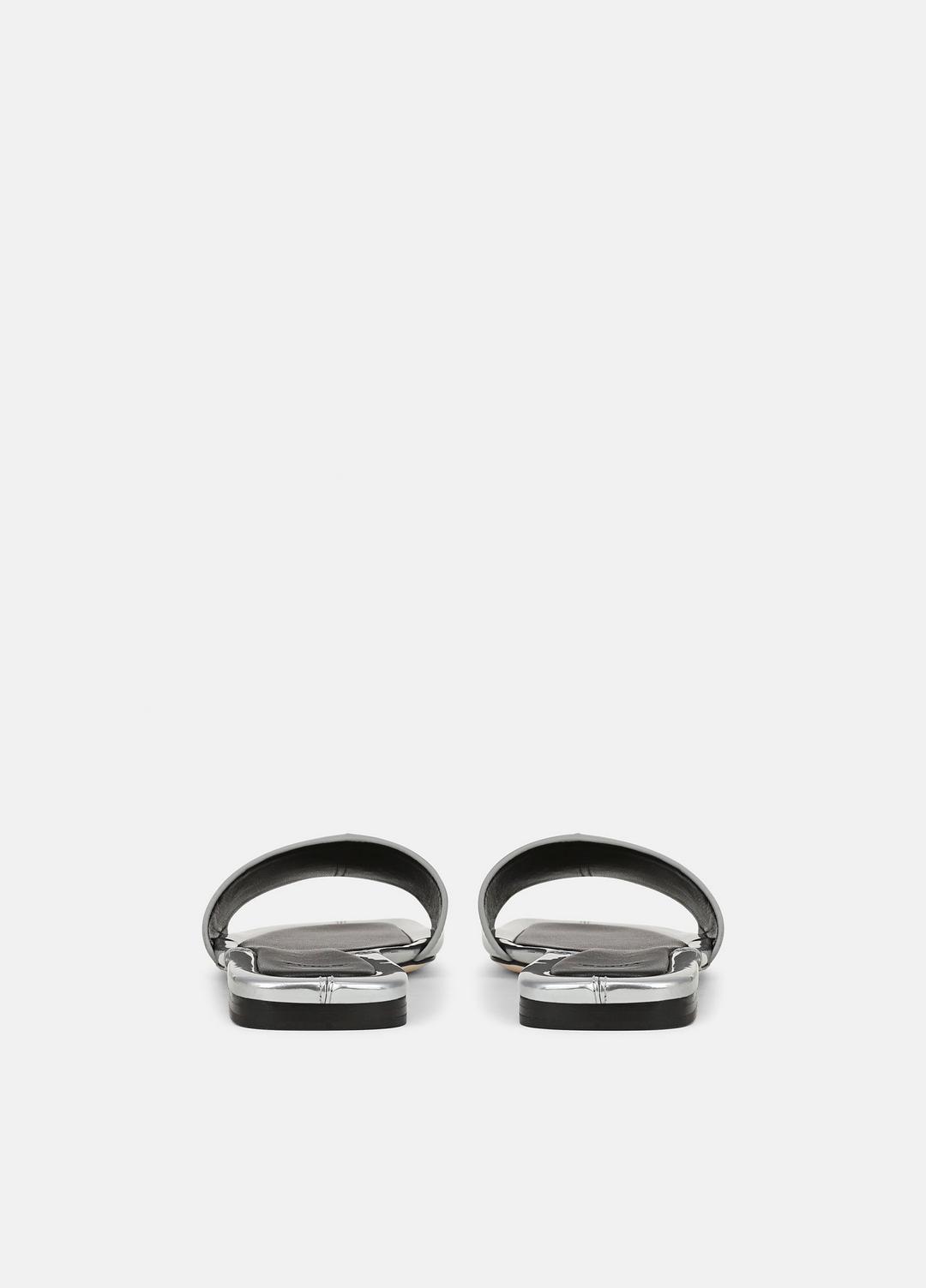 Valeria Metallic Leather Slide Sandal in Sandals - SILVER | VINCE Women