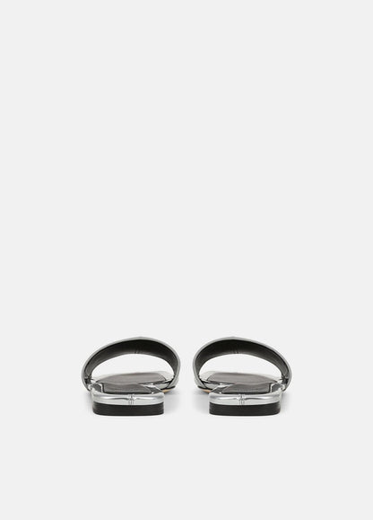 Valeria Metallic Leather Slide Sandal in Sandals - SILVER | VINCE Women