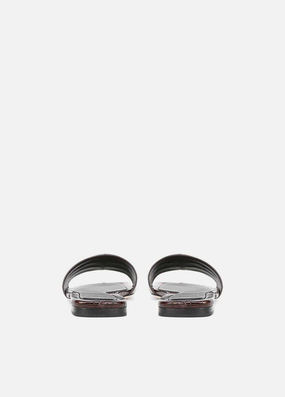 Valeria Croc-Embossed Leather Slide Sandal in Sandals - CACAO BROWN | VINCE Women