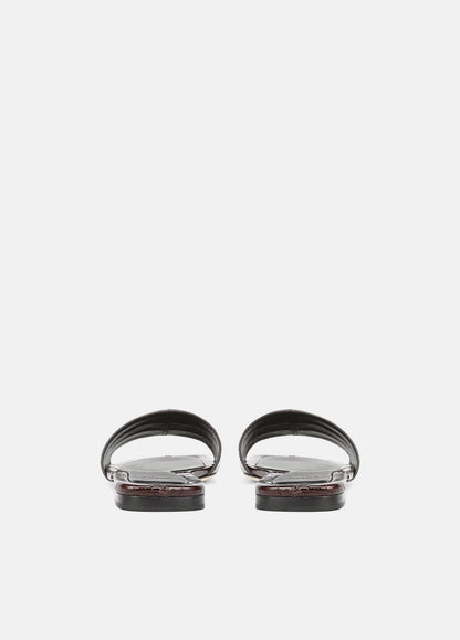 Valeria Croc-Embossed Leather Slide Sandal in Sandals - CACAO BROWN | VINCE Women
