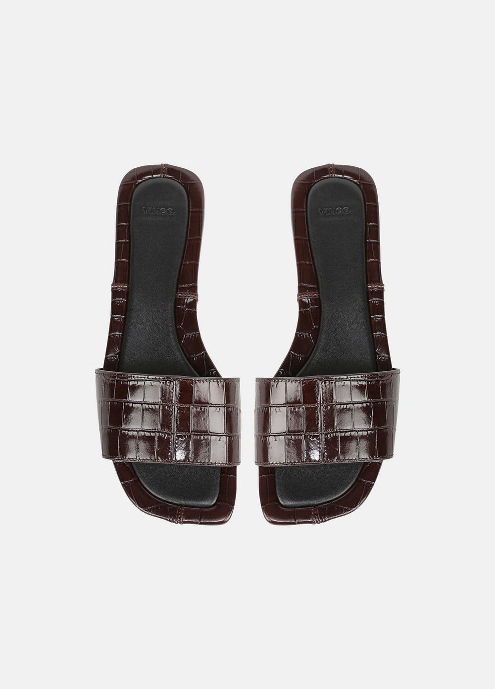 Valeria Croc-Embossed Leather Slide Sandal in Sandals - CACAO BROWN | VINCE Women