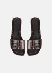Valeria Croc-Embossed Leather Slide Sandal in Sandals - CACAO BROWN | VINCE Women