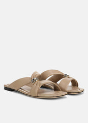 Vilma Leather Slide Sandal in Sandals - WARM ALMOND | VINCE Women