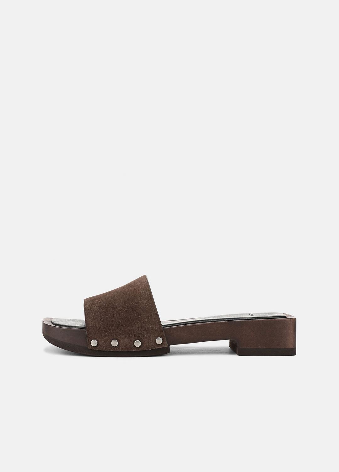 Barbara Leather Slide Sandal in Sandals - DARK MOCHA | VINCE Women