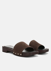Barbara Leather Slide Sandal in Sandals - DARK MOCHA | VINCE Women