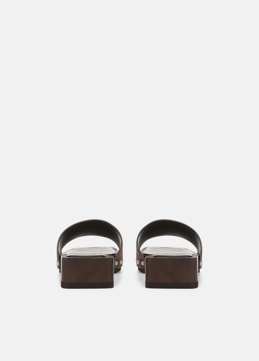 Barbara Leather Slide Sandal in Sandals - DARK MOCHA | VINCE Women