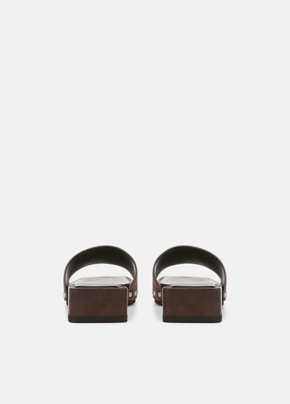 Barbara Leather Slide Sandal in Sandals - DARK MOCHA | VINCE Women