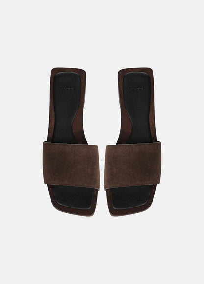 Barbara Leather Slide Sandal in Sandals - DARK MOCHA | VINCE Women