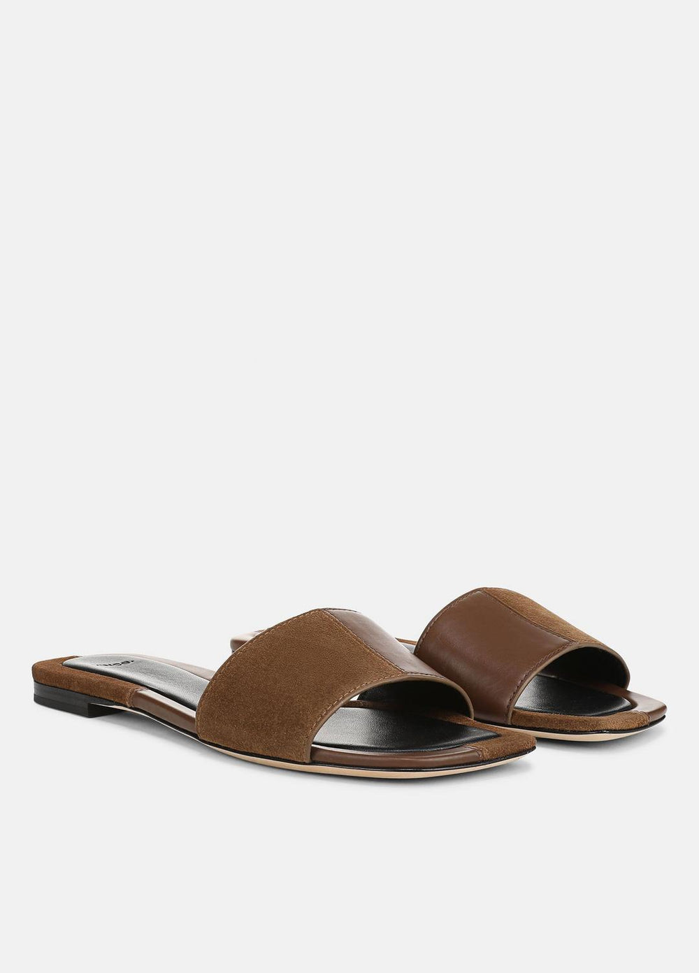 Valeria Leather & Suede Slide Sandal in Sandals - CEDAR BROWN/ELMWOOD | VINCE Women