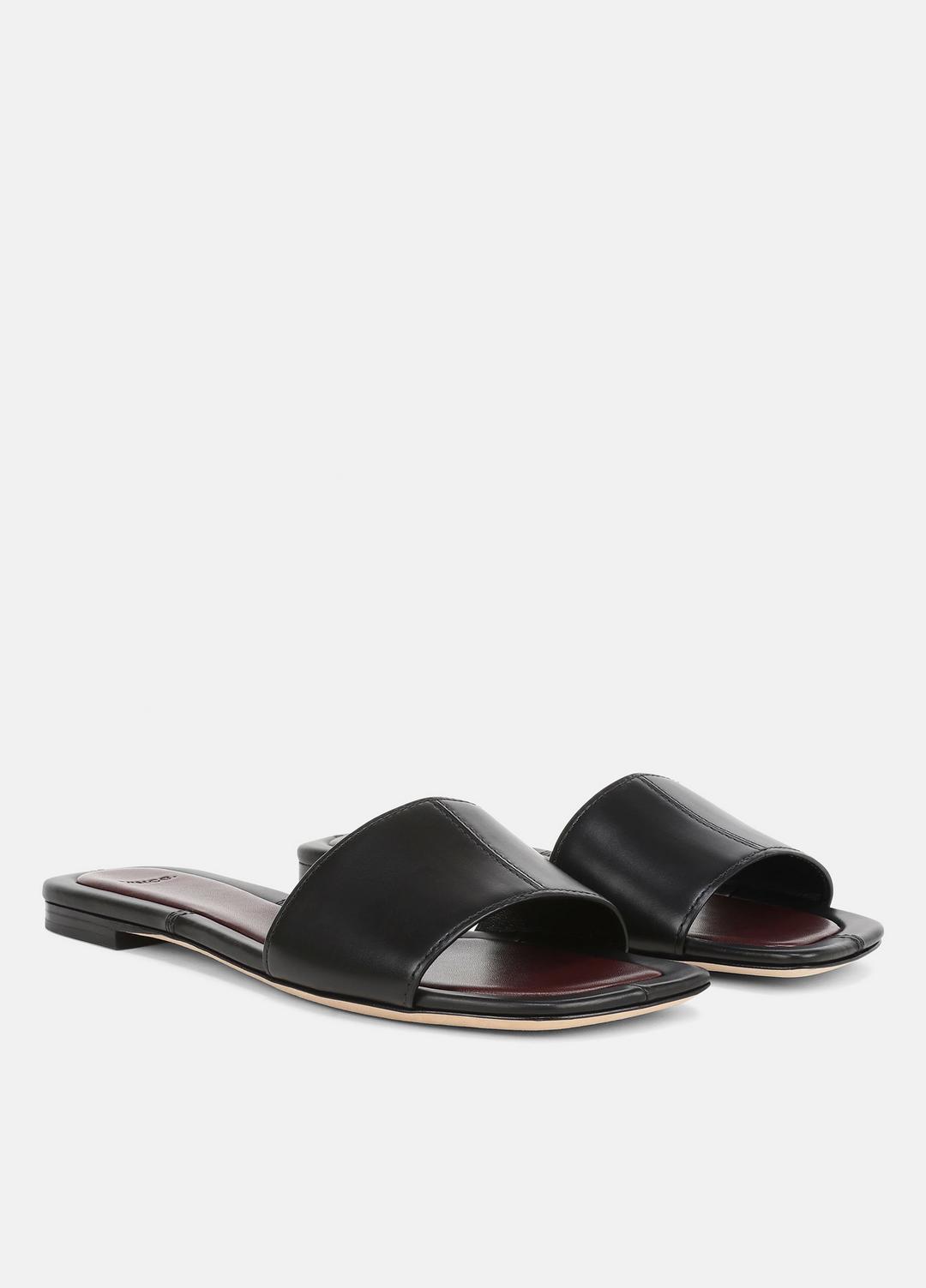Valeria Leather Slide Sandal in Sandals - BLACK | VINCE Women