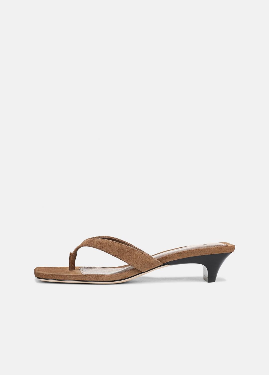 San Juan Suede Heeled Thong Sandal in Sandals - ELMWOOD | VINCE Women