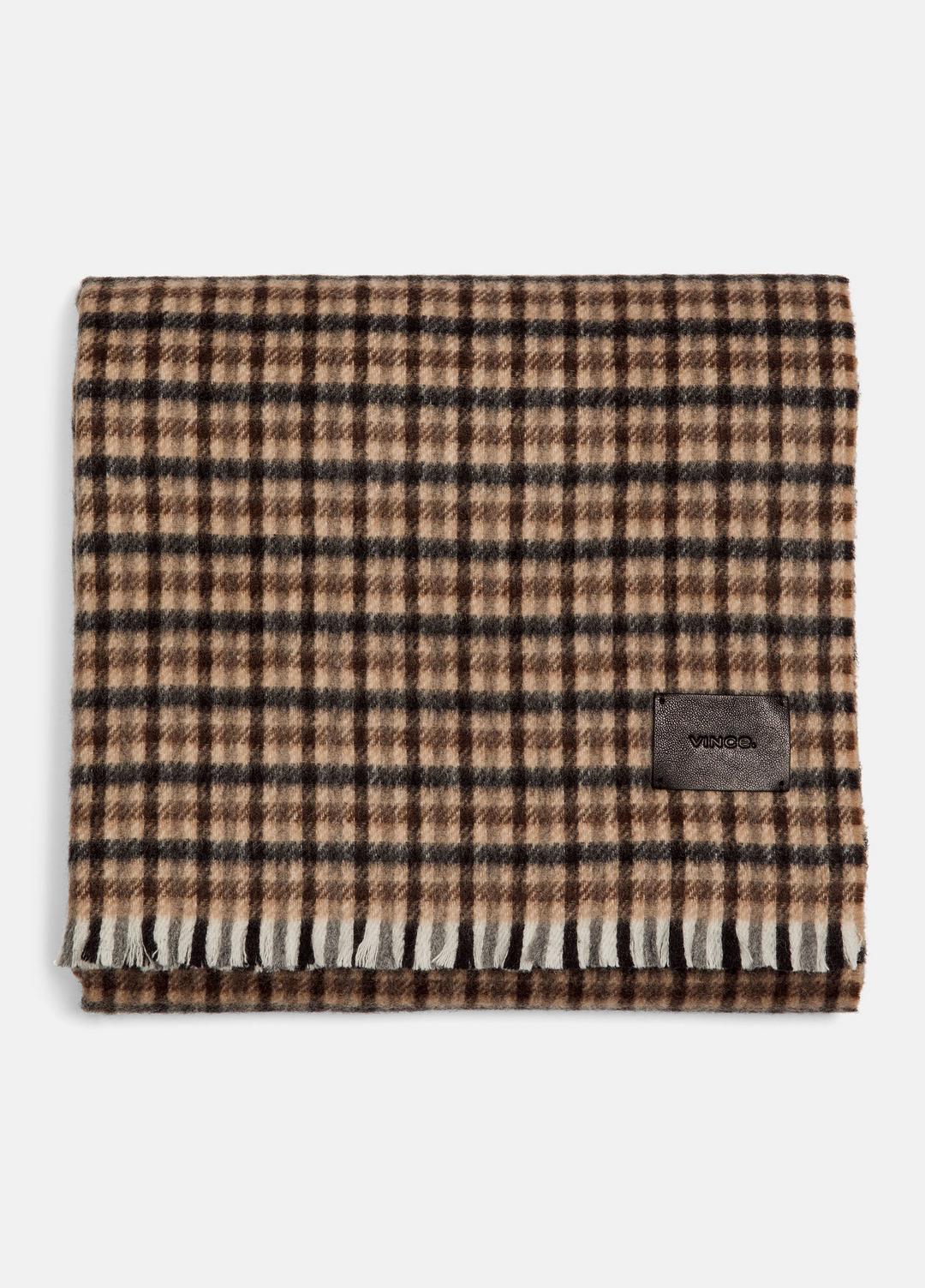 Gingham Wool-Cashmere Oversized Wrap in Scarves & Hats - BLACK/GRAPE | VINCE Women
