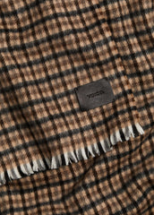 Gingham Wool-Cashmere Oversized Wrap in Scarves & Hats - BLACK/GRAPE | VINCE Women