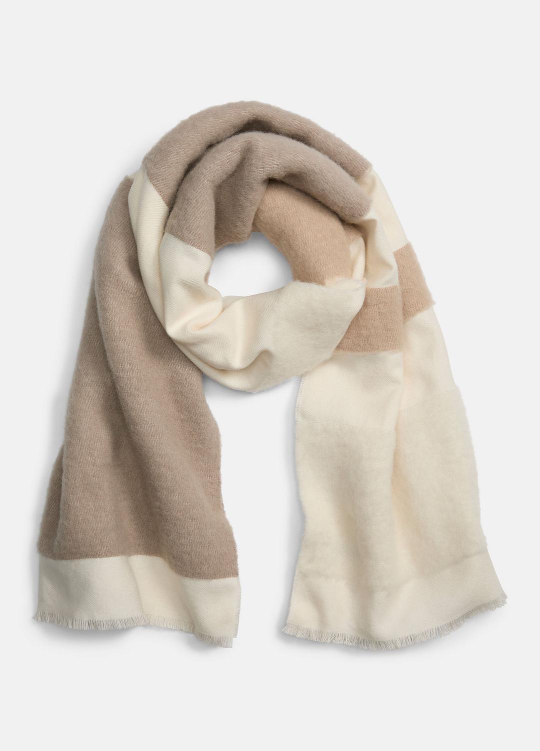 Brushed Alpaca-Blend Colorblock Scarf in Scarves & Hats - TAUPE | VINCE Women