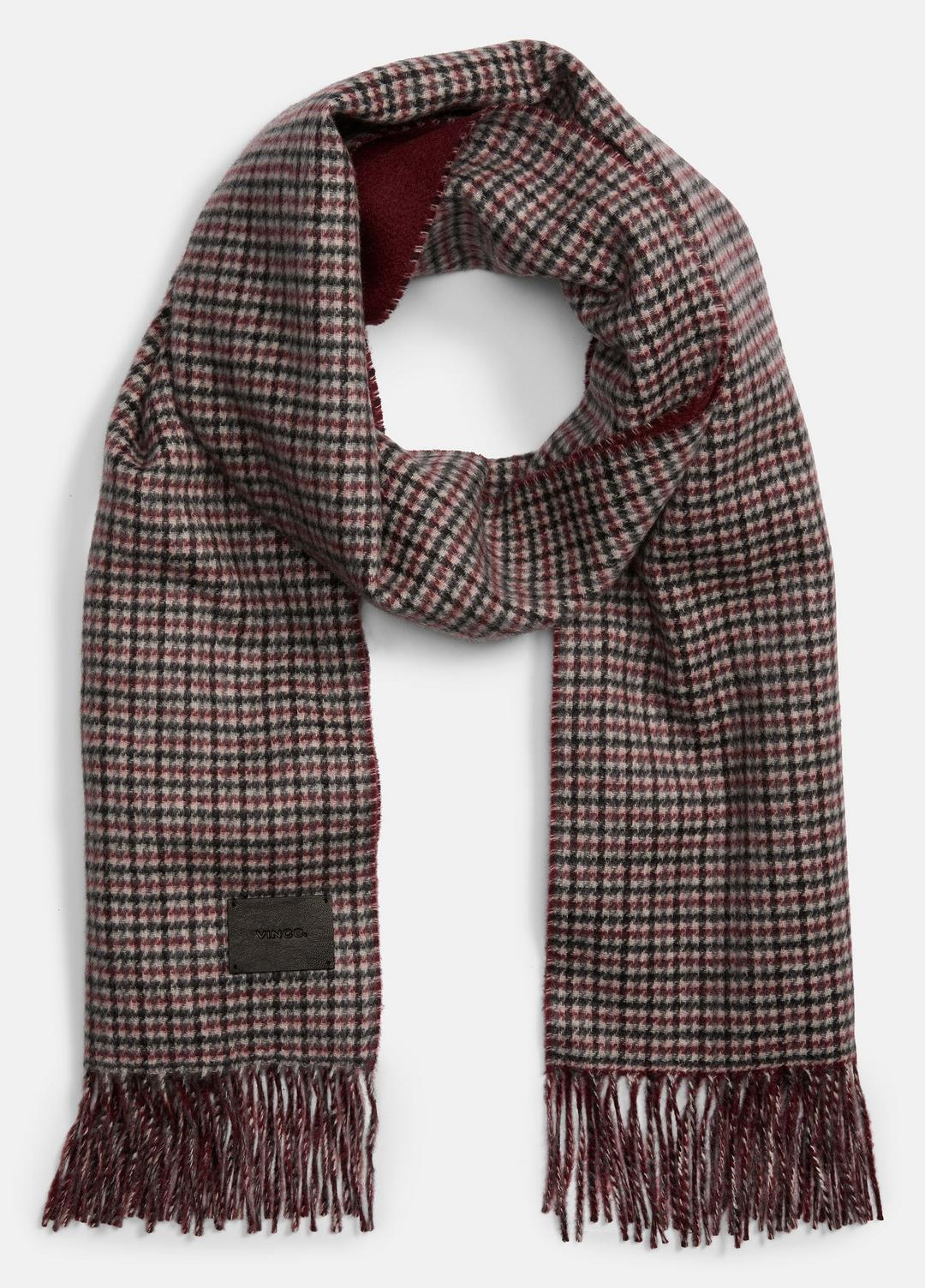 Micro-Houndstooth Cashmere Scarf in Scarves & Hats - BORDEAUX | VINCE Women