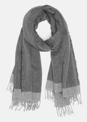 Border-Stripe Cotton Scarf in Scarves & Hats - SEA STONE/DARK SEA STONE | VINCE Women