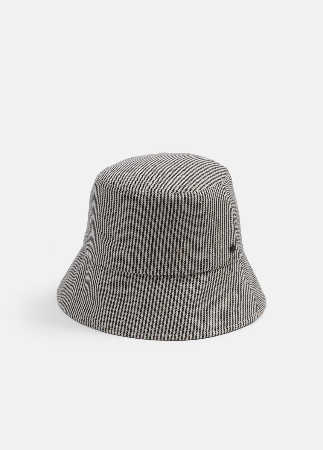 Stripe Cotton Canvas Bucket Hat in Scarves & Hats - NAVY | VINCE Women