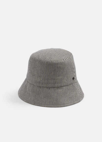 Stripe Cotton Canvas Bucket Hat in Scarves & Hats - NAVY | VINCE Women
