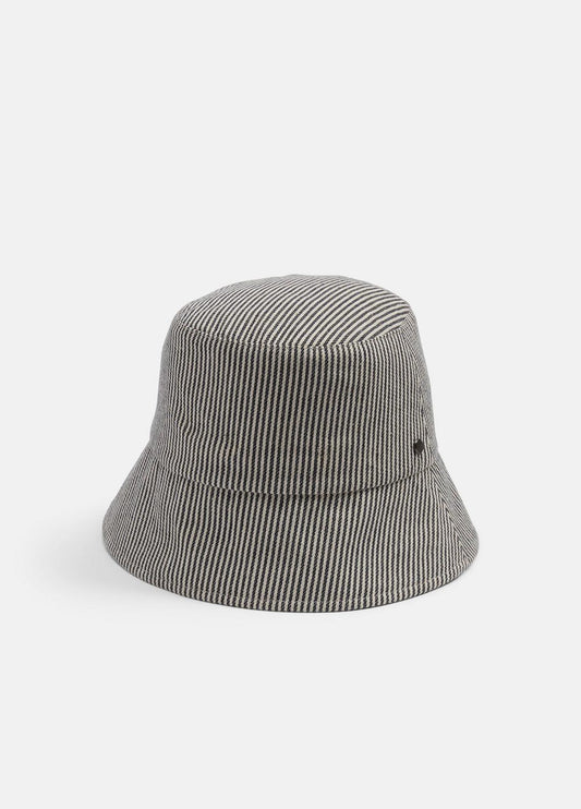 Stripe Cotton Canvas Bucket Hat in Scarves & Hats - NAVY | VINCE Women