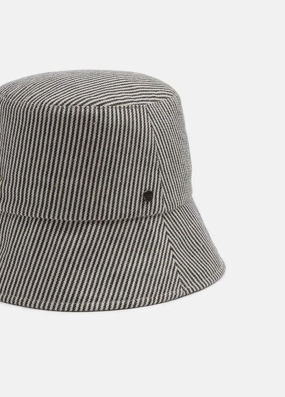 Stripe Cotton Canvas Bucket Hat in Scarves & Hats - NAVY | VINCE Women