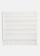 Stripe Cotton-Cashmere Wrap in Scarves & Hats - WHITE/TUSK | VINCE Women