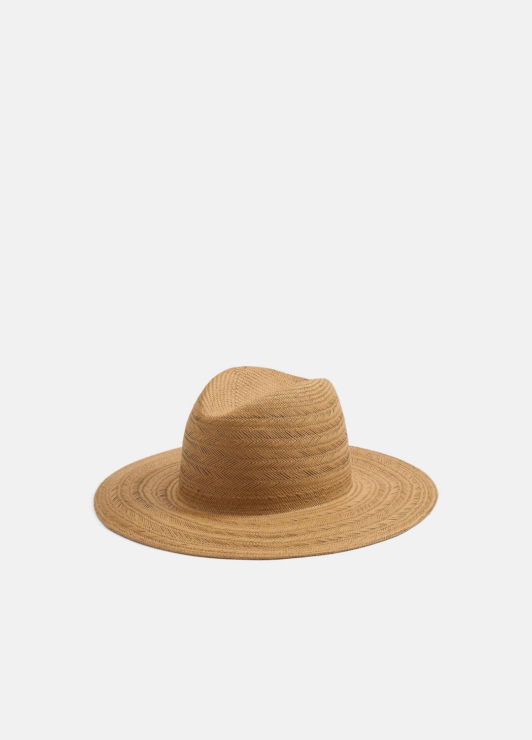 Herringbone-Weave Straw Panama Hat in Scarves & Hats - CAMEL | VINCE Women