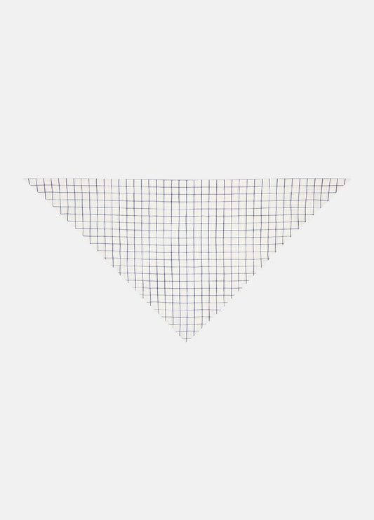 Trellis Plaid Cotton-Blend Headkerchief in Scarves & Hats - OFF WHITE/NAVY | VINCE Women